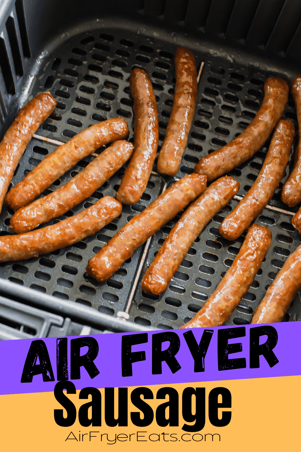 Salty and sweet, browned and slightly crispy, air fryer sausage links will be a favorite addition to your breakfast table. Fresh breakfast sausages are ready in less than 10 minutes. #sausage #airfryer #breakfast via @vegetarianmamma