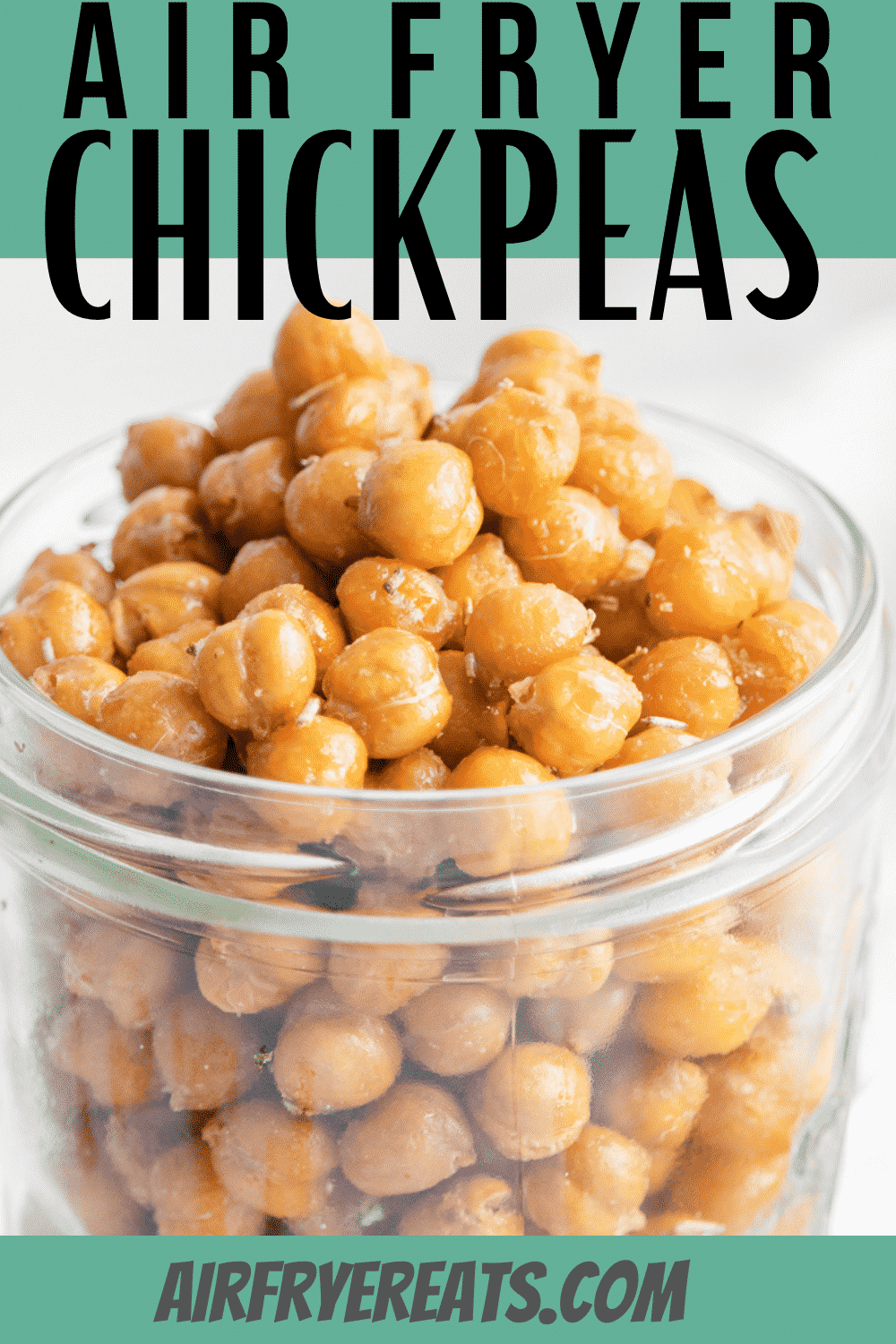 Air Fryer Chickpeas are seasoned with garlic and rosemary and roasted in the air fryer to create the perfect healthy snack. #airfryer #chickpeas via @vegetarianmamma