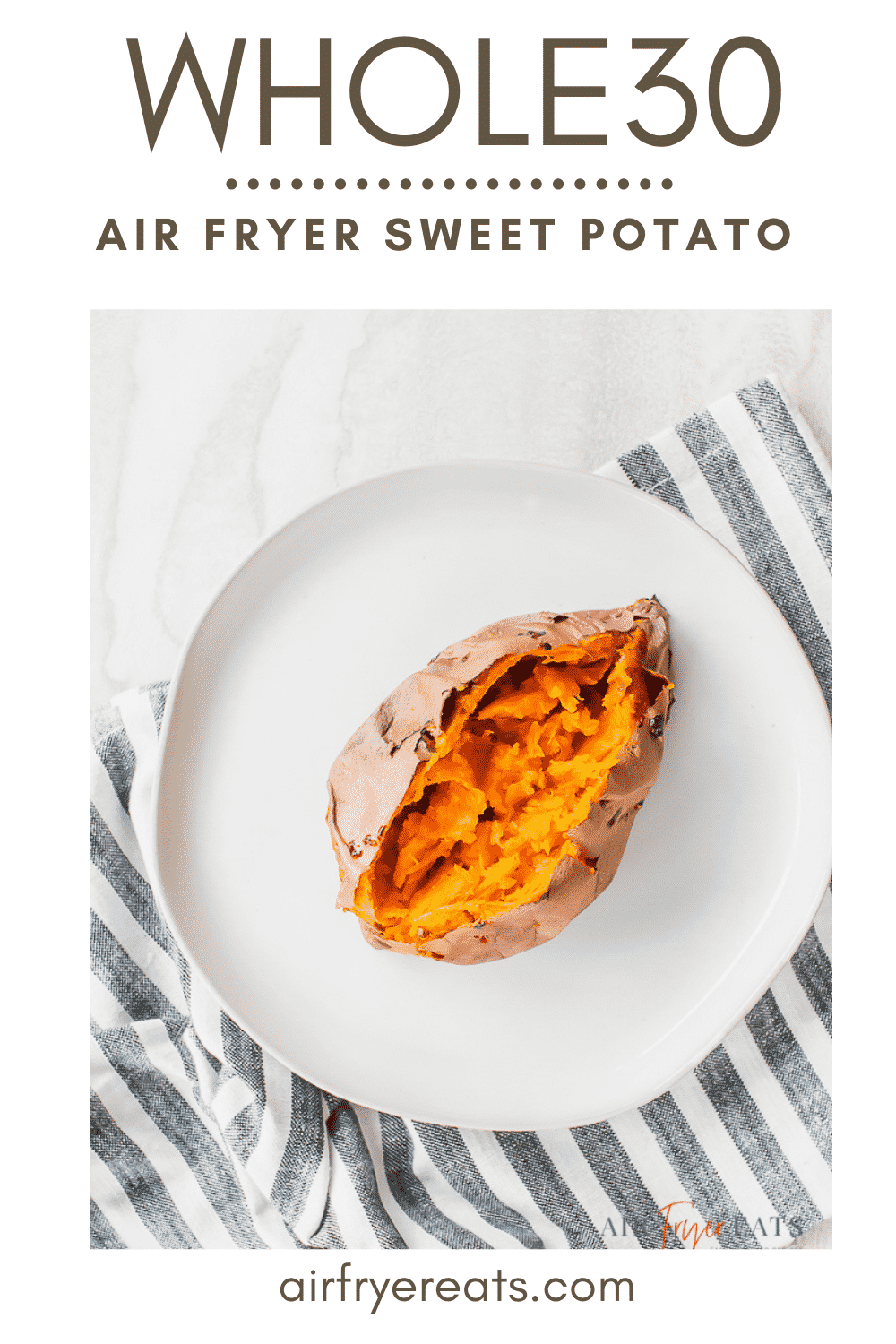 Cooking sweet potatoes doesn't have to be a daunting task when you have an air fryer in your kitchen! This Air Fryer Sweet Potato recipe results in fluffy, scrumptious sweet potatoes every single time! #sweetpotato #sweetpotatorecipes #airfryerrecipes via @vegetarianmamma