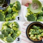step by step collage pictures show how to make air fryer broccoli