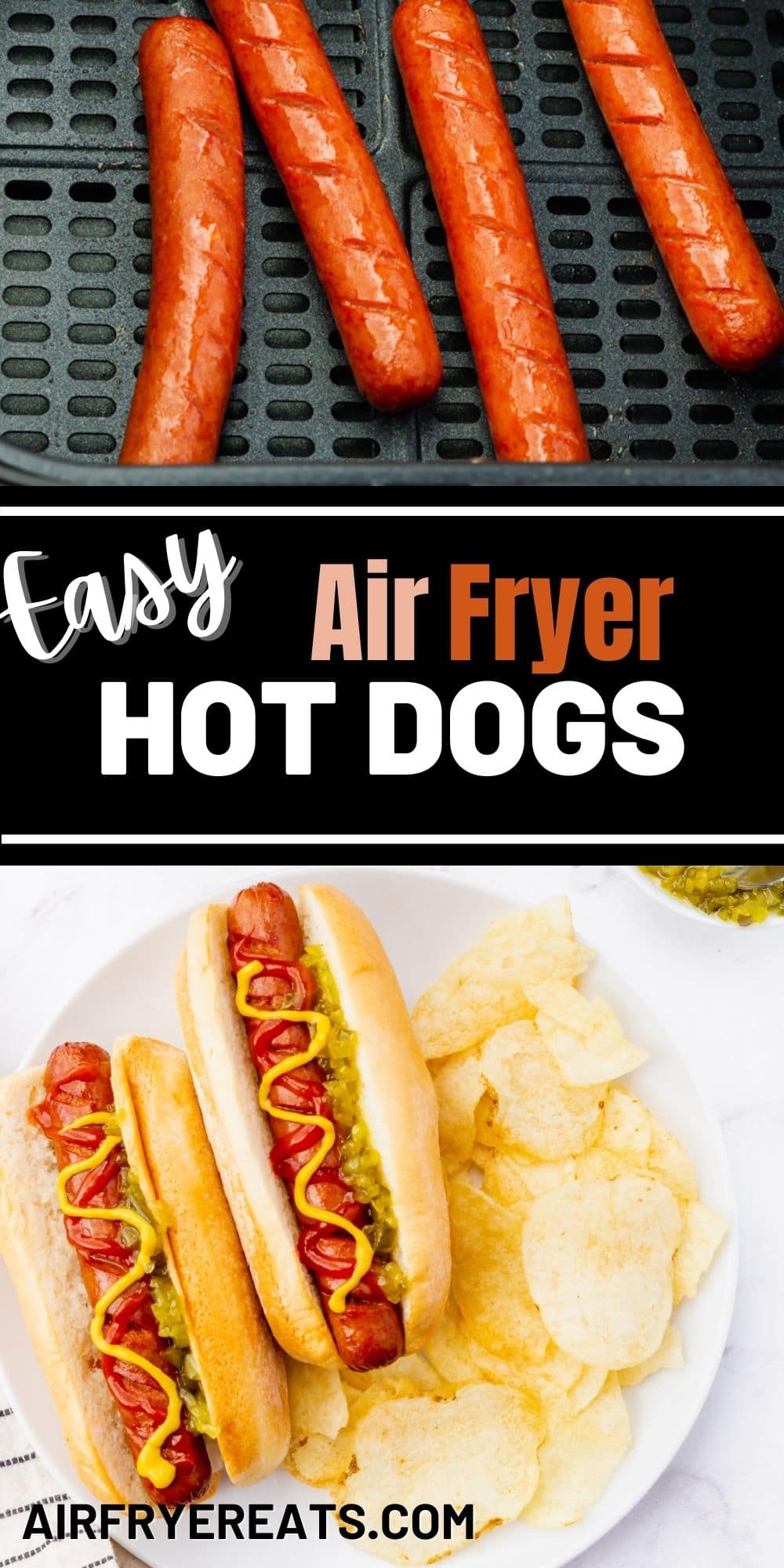 When you want to make a great-tasting hotdog in the comfort of your home, the air fryer is the way to go! Air Fryer Hotdogs get that fresh-from-the-ballpark taste in only 5 minutes! #hotdogs #airfryerhotdogs #frankfurters via @vegetarianmamma