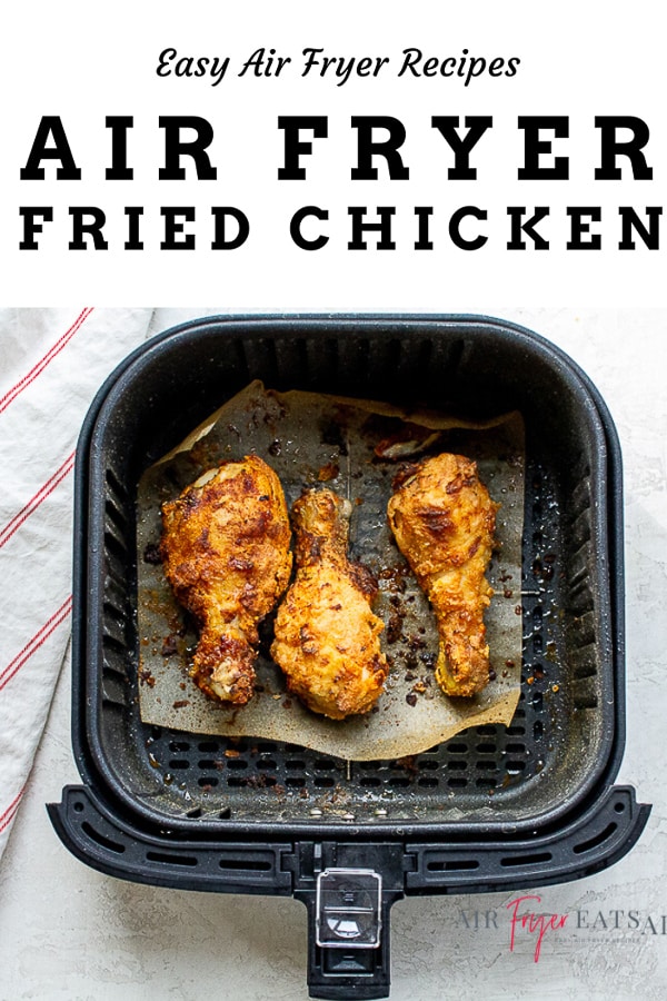 Crispy, crunchy fried chicken is a breeze to make in the air fryer! A buttermilk and hot sauce marinade takes this fried chicken recipe to to the next level! #friedchicken #airfryerchicken via @vegetarianmamma