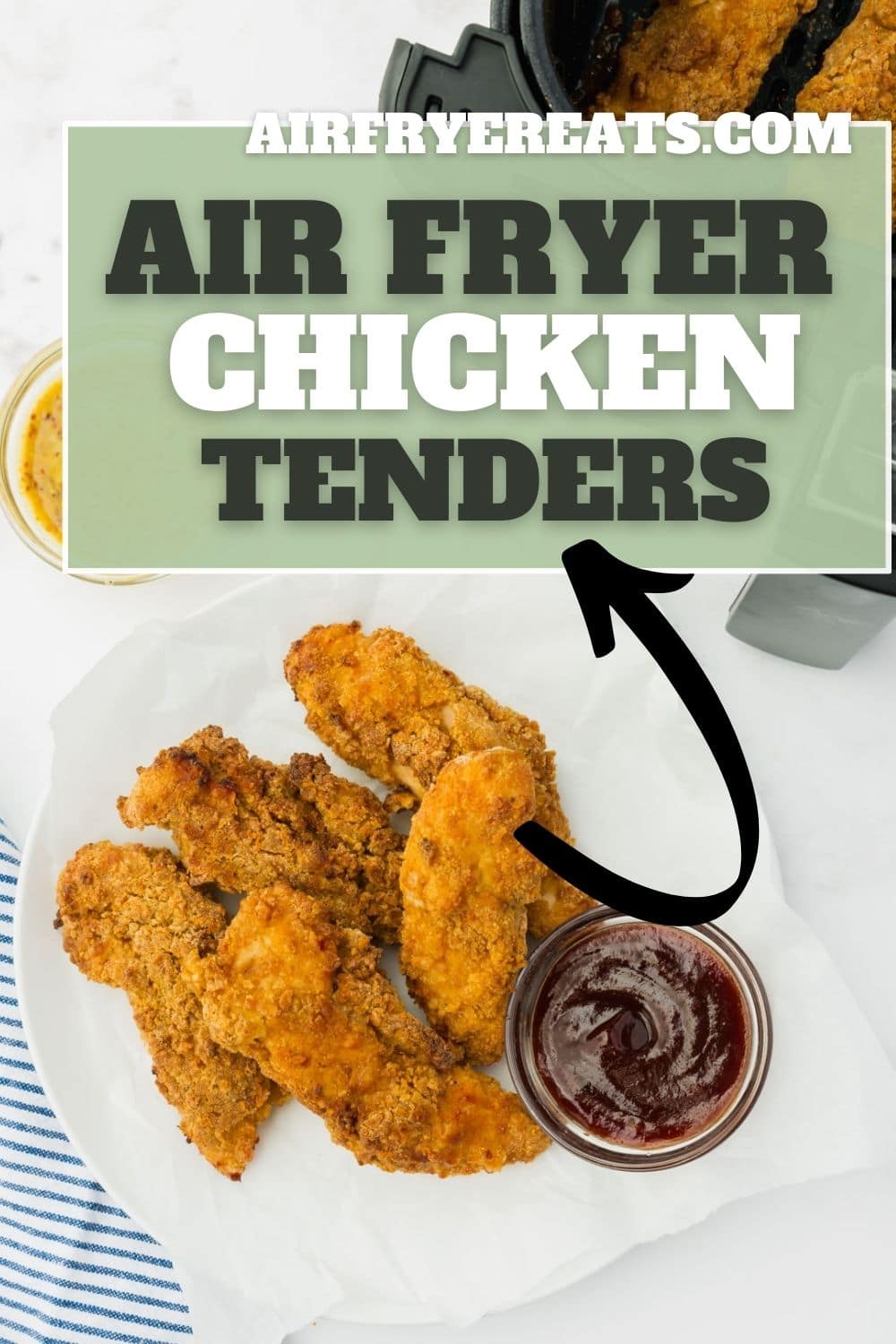 Chicken tenders aren't just a restaurant menu appetizer anymore! Make juicy and tender air fryer chicken tenders in only 30 minutes with this easy recipe! via @vegetarianmamma