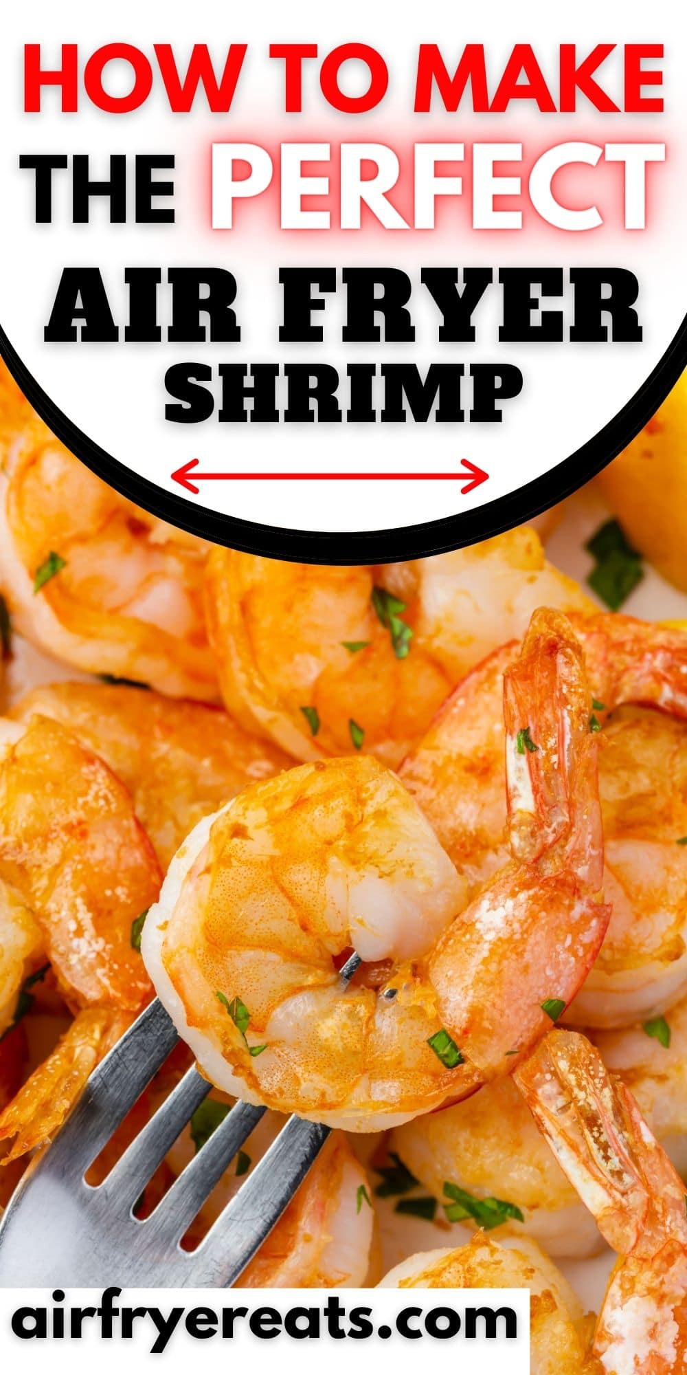 SAVE THIS PIN FOR LATER - Do you love cooking seafood at home? This air fryer shrimp recipe requires only 10 minutes and 4 ingredients for the most flavorful, tender cooked shrimp! via @vegetarianmamma