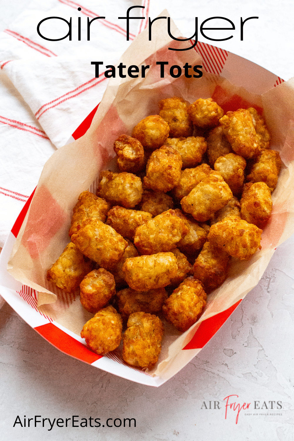 Classic, crispy tater tots come out perfect in the Air Fryer every time! With just one simple ingredient and 20 minutes, you'll be ready to dig right into this nostalgic side dish. via @vegetarianmamma