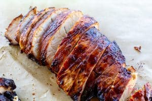 sliced turkey breast on a cutting board