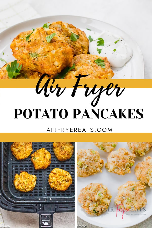 These crispy Air Fryer Potato Pancakes are the perfect next-day dish for leftover mashed potatoes! Try them as a side dish for dinner or brunch! #mashedpotatopancakes #airfryerpotatopancakes #leftoverpotatopancakes via @vegetarianmamma