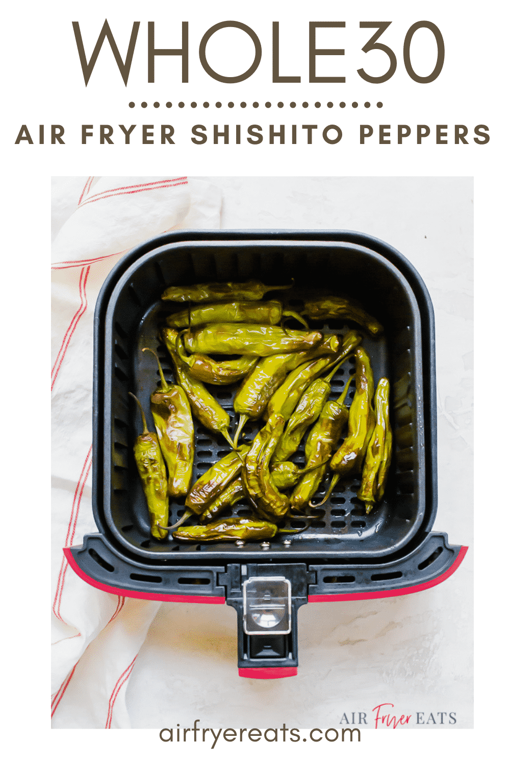 Air Fryer Shishito Peppers are a quick and delicious air fryer recipe. These blistered peppers are mild and make the perfect appetizer. You are going to fall in love with how easy this shishito pepper recipe is to make. #shishitopeppers #airfryerrecipes #airfryerpeppers via @vegetarianmamma