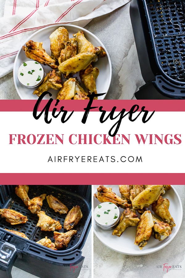 Air Fryer Frozen Chicken Wings are a quick and easy appetizer you can make in a snap. Just throw the frozen chicken wings in the air fryer and let the cooking magic begin! #airfryerwings #frozenchickenwings #airfryerchickenwings via @vegetarianmamma