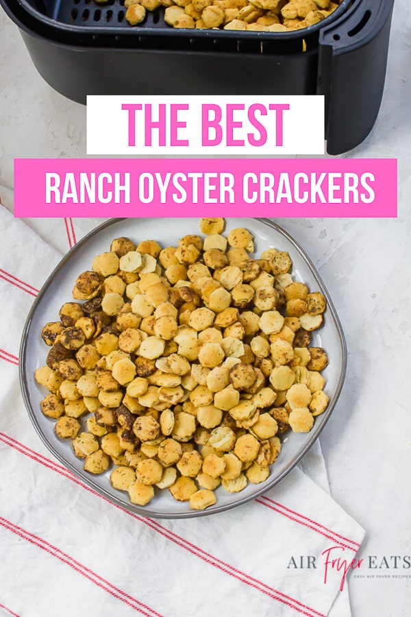 Ranch Oyster Crackers are a nostalgic treat that you can make in your air fryer! Air fryer ranch oyster crackers are ready in under 10 minutes. #potluckideas #airfryer #ranchoystercrackers #oystercrackers via @vegetarianmamma