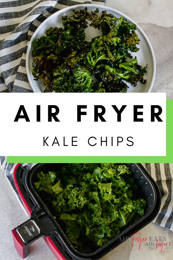 These Air Fryer Kale Chips are done so fast your family won't know you've cooked! Just four staple ingredients and 10 minutes between you and crispy, healthy "fried" veggies! #airfryerkalechips #kalechips #vegan via @vegetarianmamma