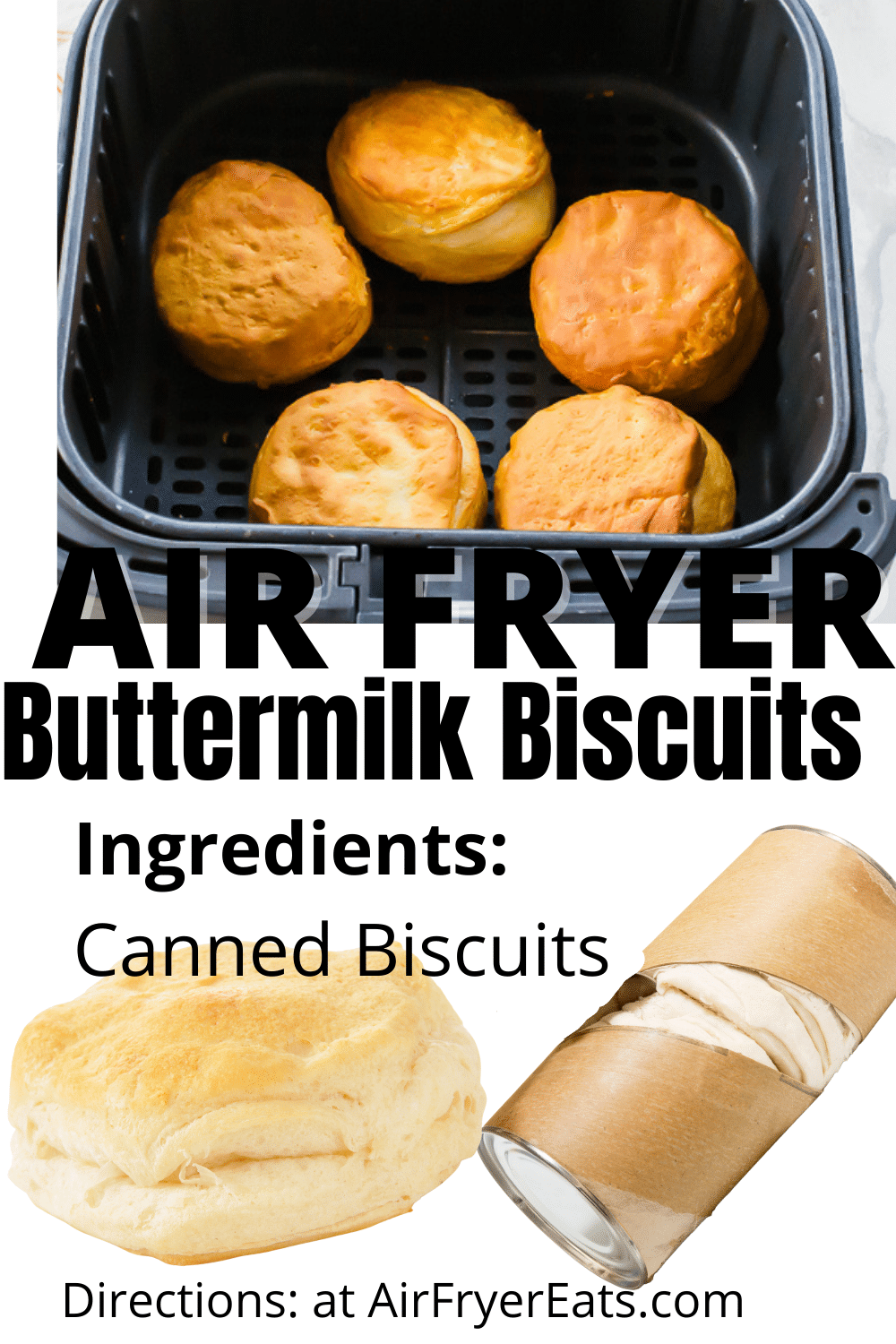 If you love buttermilk biscuits, you are going to love Air Fryer Biscuits. These canned and refrigerated biscuits come out golden brown and delicious. #airfryerbaking #airfryerbiscuits via @vegetarianmamma