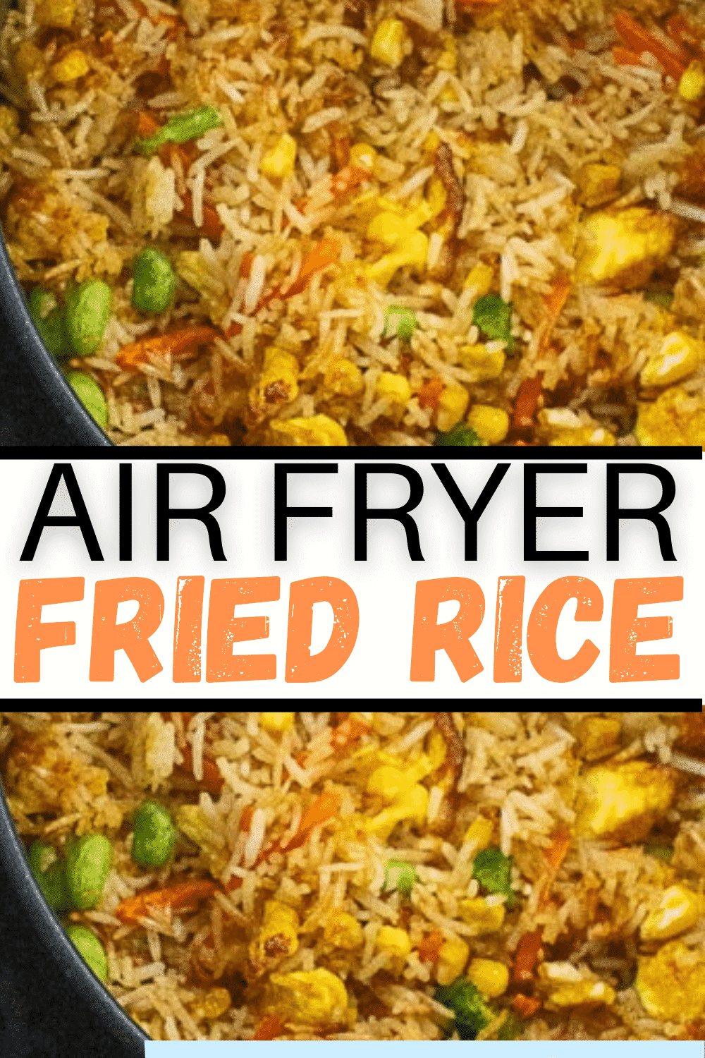 This comforting Air Fryer Fried Rice is a perfect quick dish you can make with whatever proteins and veggies you have around the house! #friedrice #airfryerrice via @vegetarianmamma