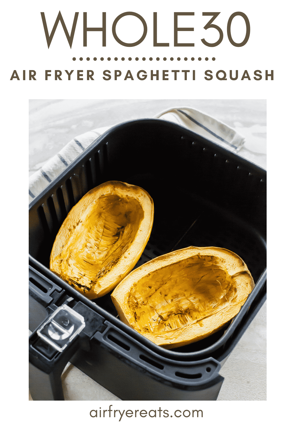 This Air Fryer Spaghetti Squash is just ONE ingredient and can be the base for so many main or side dishes! Make this your own a million different ways with seasonings, proteins, and sauces! #spaghettisquash #airfryerspaghettisquash #vegan via @vegetarianmamma