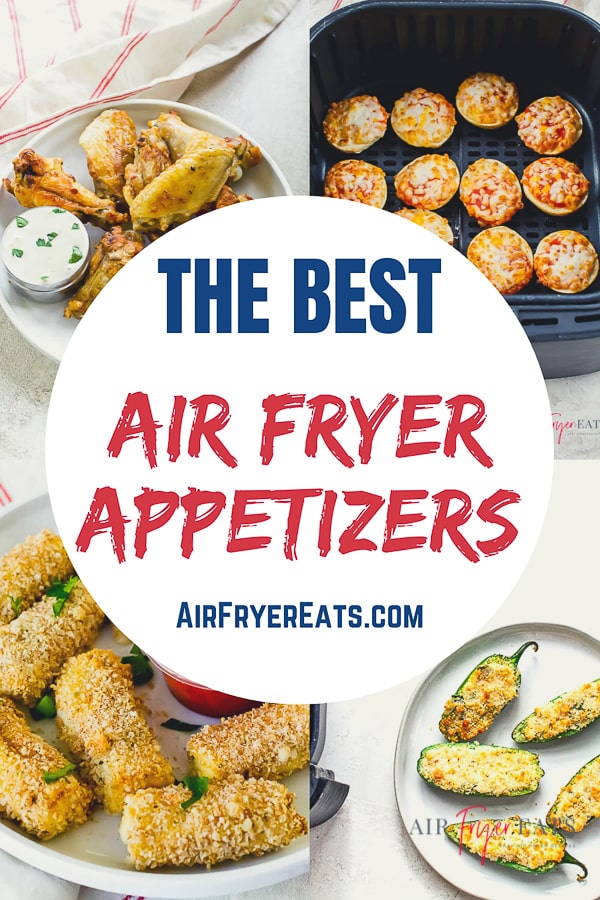 Air Fryer Appetizers are a simple way to feed your family or a crowd! These air fryer recipes are easy to make, cook quickly and taste delicious! #airfryerappetizers #airfryerrecipes via @vegetarianmamma