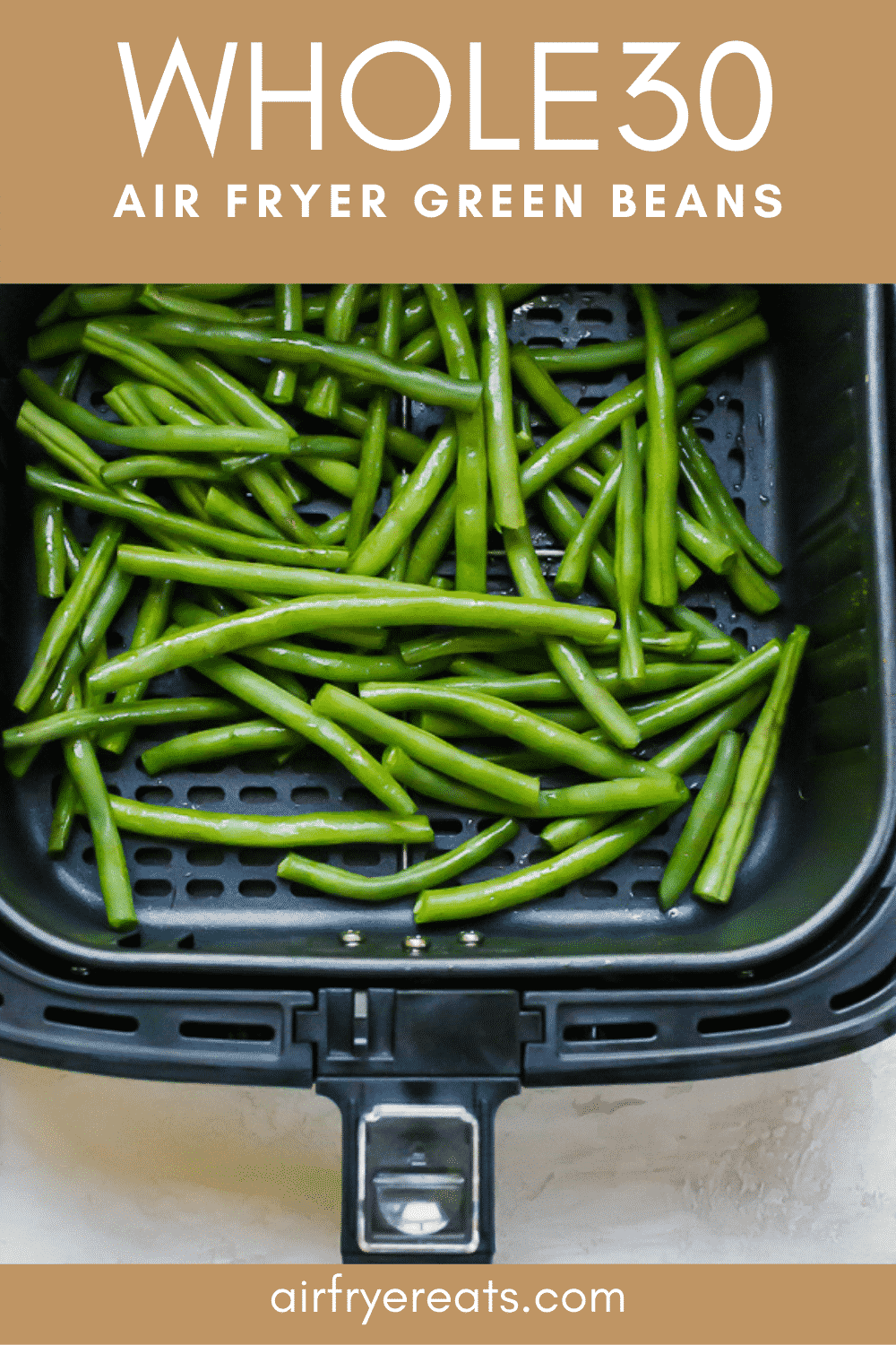 These super simple #AirFryer Green Beans are just two ingredients and four steps! Make dinner in less than half an hour with this #healthy #vegan side dish. via @vegetarianmamma