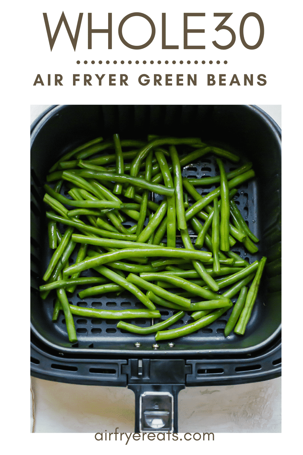 These super simple #AirFryer Green Beans are just two ingredients and four steps! Make dinner in less than half an hour with this #healthy #vegan side dish. via @vegetarianmamma