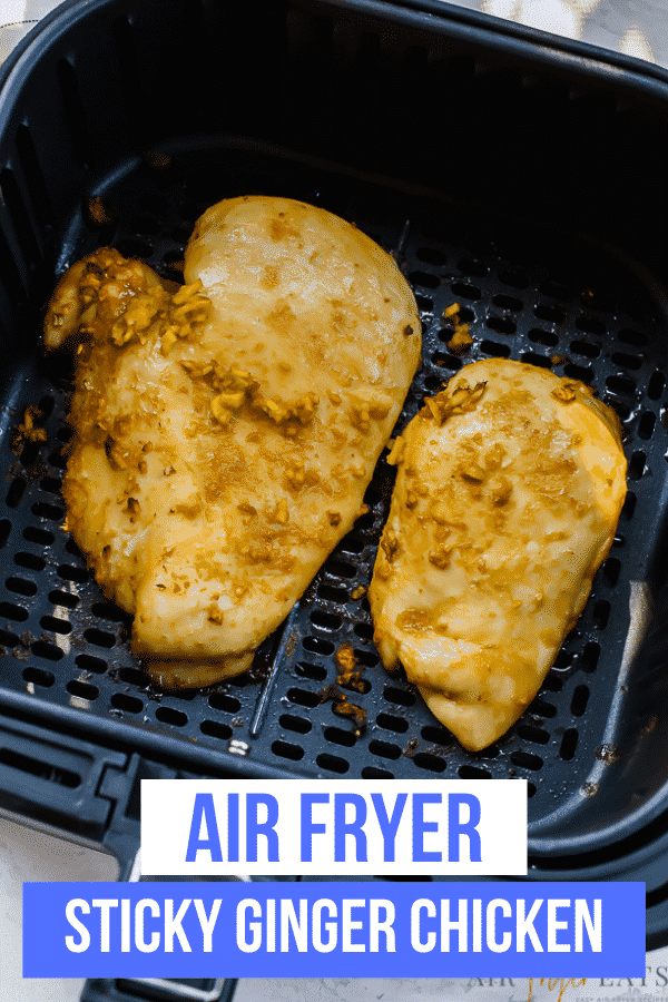 Air Fryer Sticky Ginger Chicken is just four ingredients! This simple recipe is packed with flavor from the homemade Asian-inspired marinade! #simpledinner #asian #chicken via @vegetarianmamma