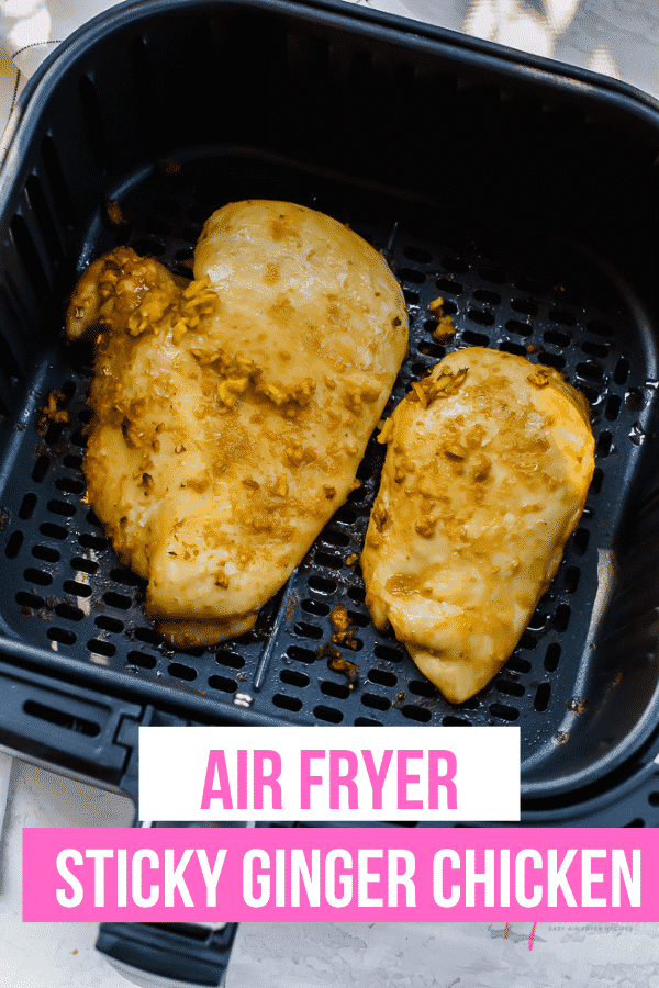 Air Fryer Sticky Ginger Chicken is just four ingredients! This simple recipe is packed with flavor from the homemade Asian-inspired marinade! #simpledinner #asian #chicken via @vegetarianmamma
