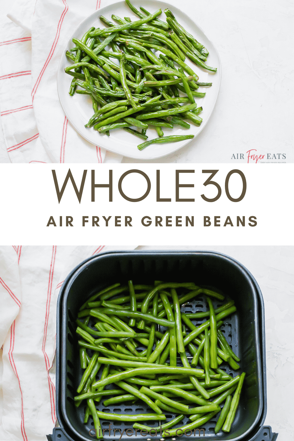 These super simple #AirFryer Green Beans are just two ingredients and four steps! Make dinner in less than half an hour with this #healthy #vegan side dish. via @vegetarianmamma