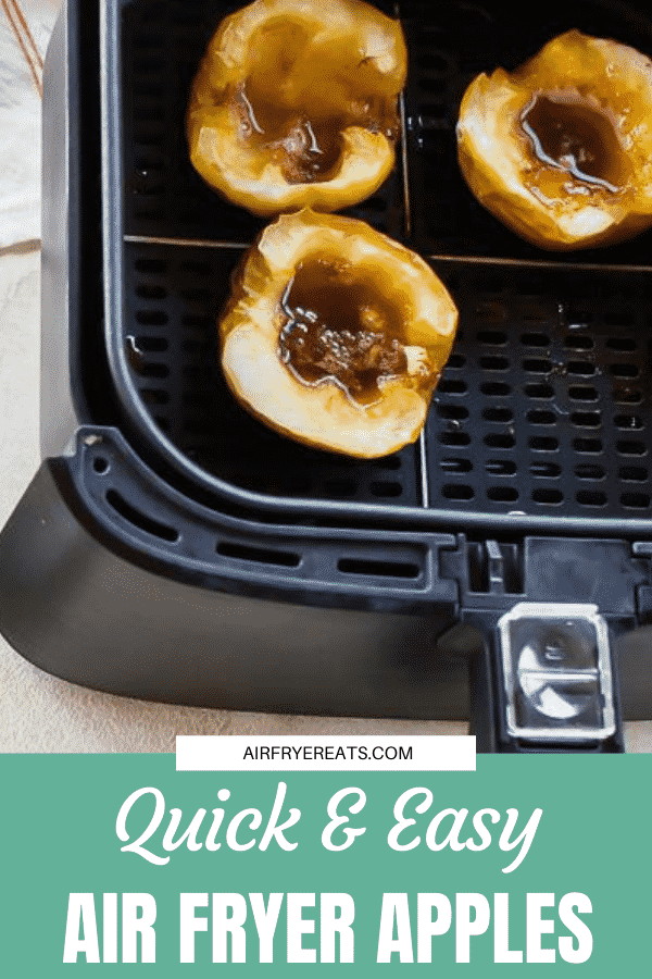 Air Fryer Spiced Apples are a delicious sweet dessert your entire family will love. Cinnamon, raisins, maple syrup and pecans come together to make this mouthwatering dessert. #spicedapples #airfryerapples #airfryerdessert via @vegetarianmamma