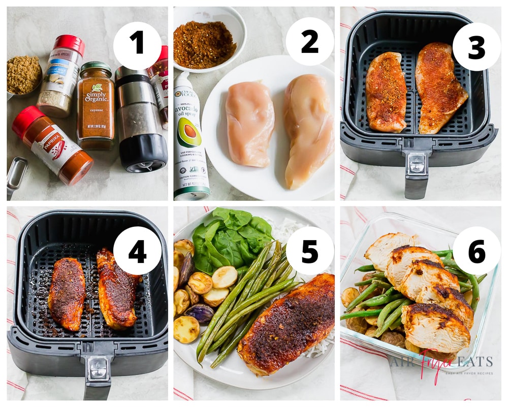 Collage of steps to make Sweet and Spicy Chicken