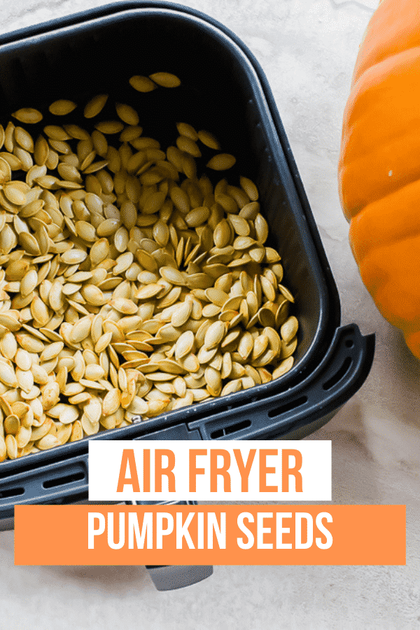 Air Fryer Pumpkin Seeds are a delicious crunchy snack your entire family will enjoy! After you carve your pumpkins toss the seeds into the air fryer for a crisp snack! #pumpkinseeds #pumpkinfood #pumpkin #airfryerpumpkin #airfryersnacks #airfryer recipe #airfryerpumpkinseeds via @vegetarianmamma