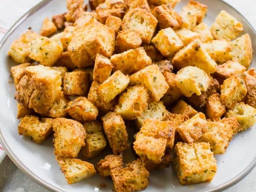 Crunchy Air Fryer Croutons in 10 Minutes! - Little Sunny Kitchen