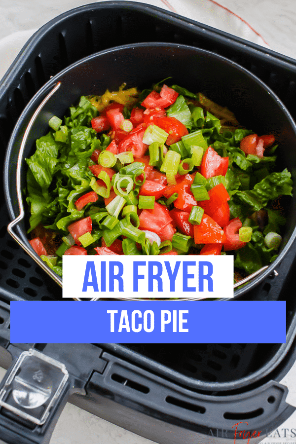 Air Fryer taco pie is an entire meal you can make in your air fryer that the whole family will enjoy. Taco Pie is delicious and a classic comfort food dish. #tacopie #taco #airfryer via @vegetarianmamma