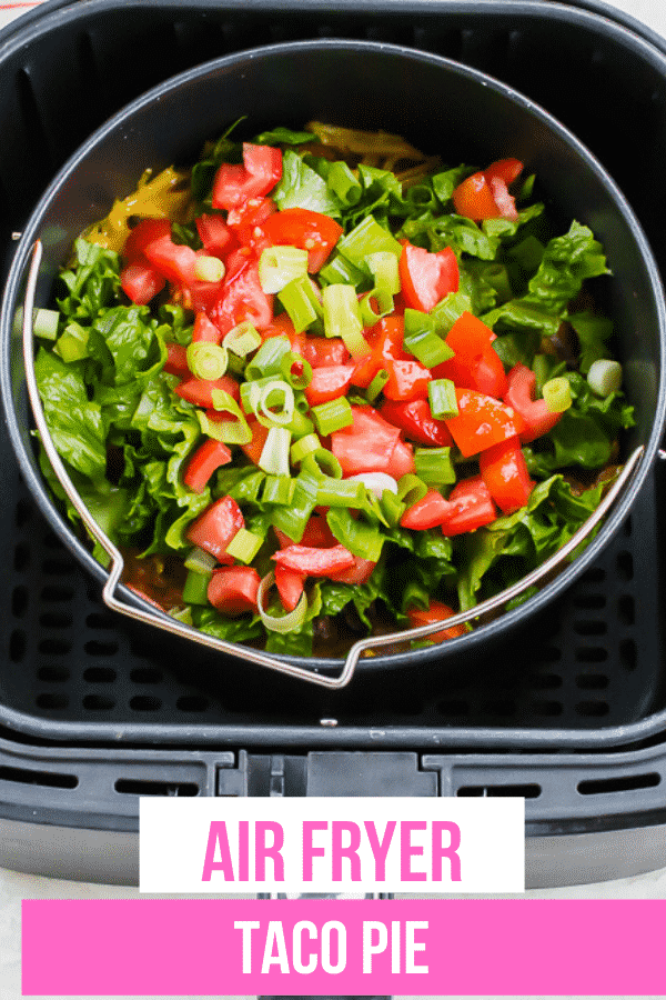 Air Fryer taco pie is an entire meal you can make in your air fryer that the whole family will enjoy. Taco Pie is delicious and a classic comfort food dish. #tacopie #taco #airfryer via @vegetarianmamma