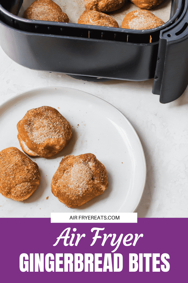 Air Fryer Gingerbread Bites are fluffy crescent rolls filled with gooey cream cheese and covered in holiday seasonings. Perfect for a Christmas dessert or a quick vegetarian snack — even a breakfast treat! #Christmasdessert #airfryerdessert via @vegetarianmamma