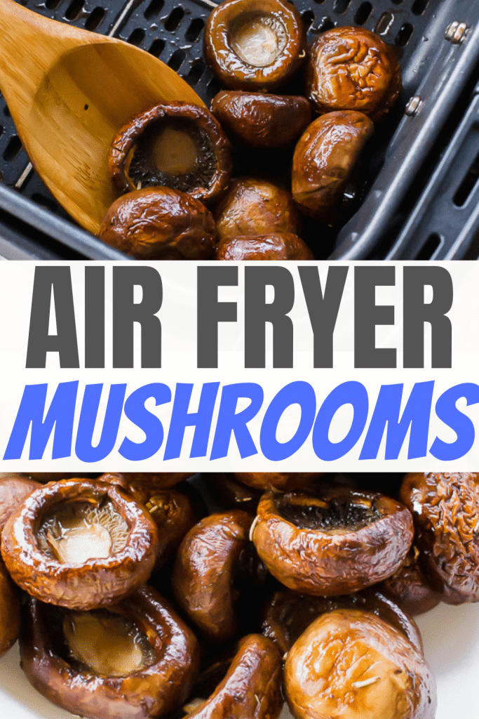 Balsamic Air Fryer Mushrooms pinnable image