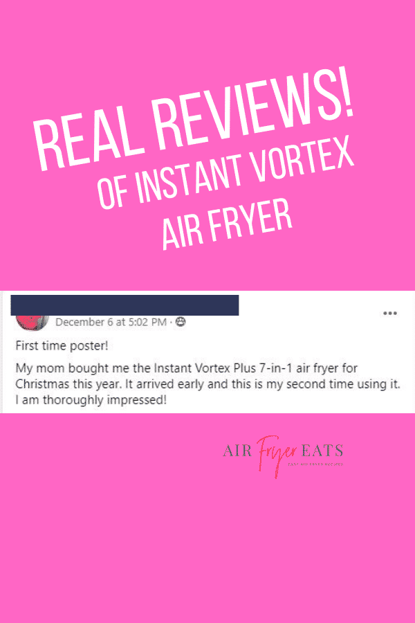 a positive review of vortex air fryer from facebook.