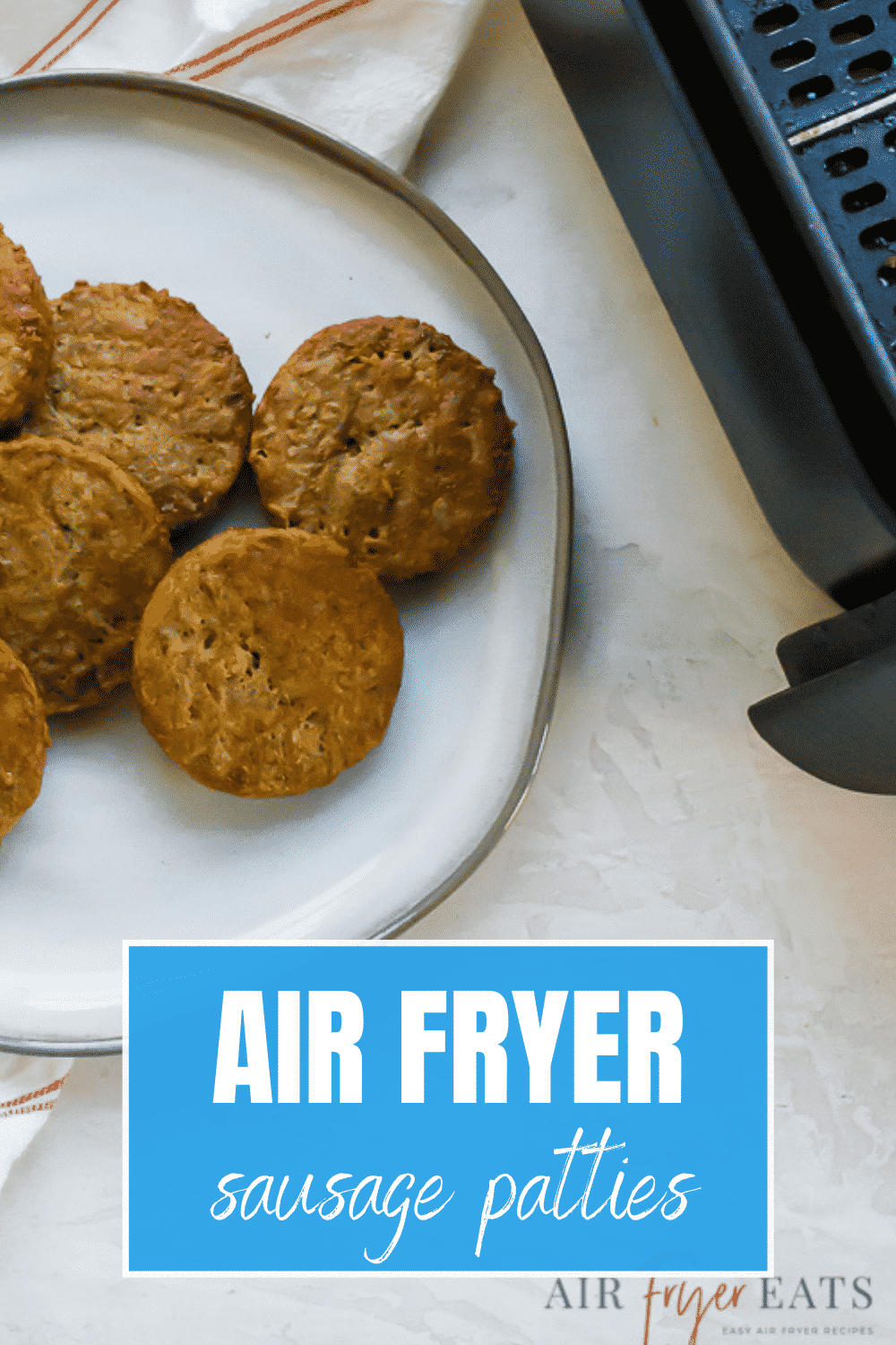Frozen sausage patties cook up quickly and easily in the air fryer. Air fryer sausage patties are a perfect part of a hearty, delicious breakfast. #airfryer #breakfast #sausage via @vegetarianmamma