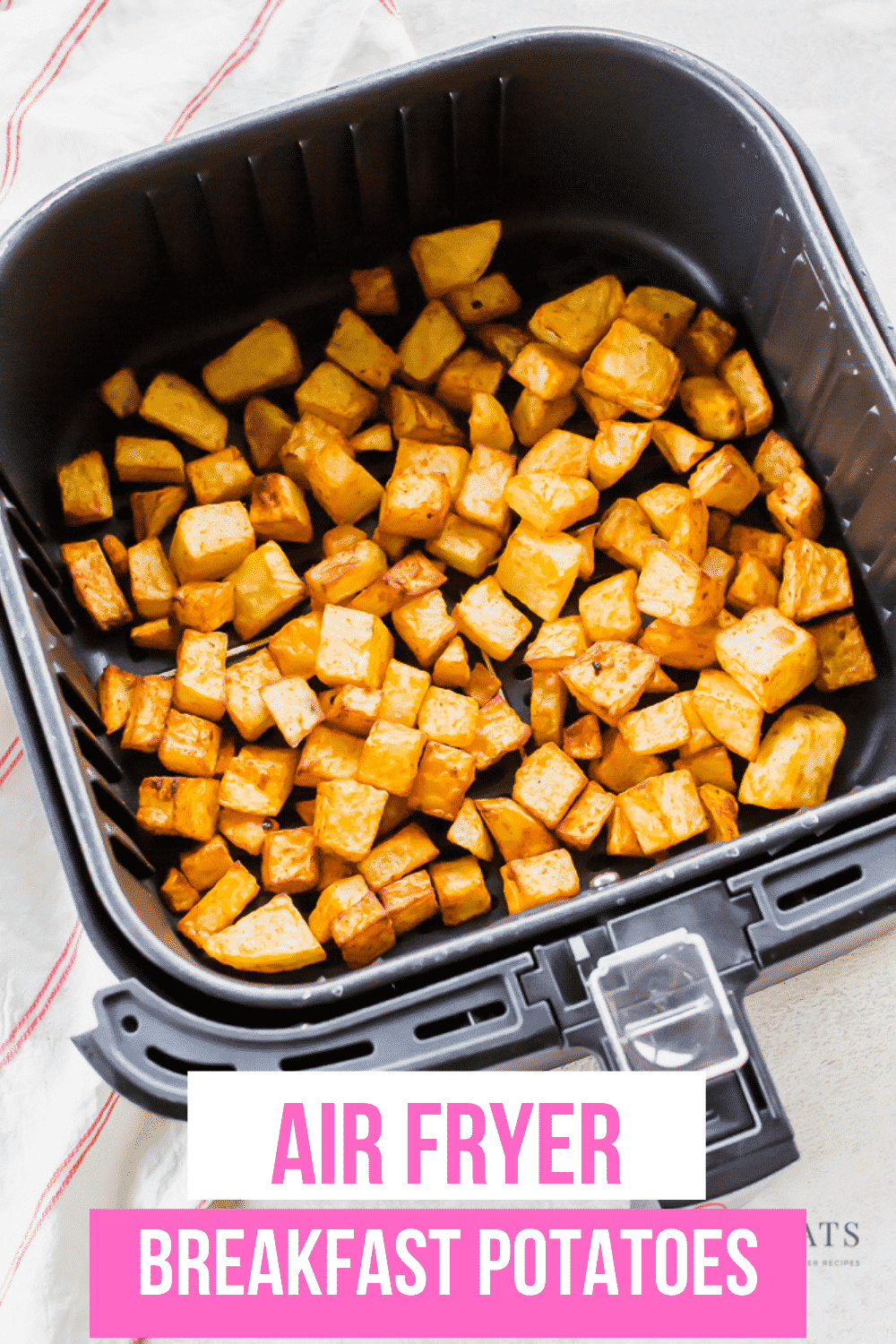 There is no better addition to a home cooked breakfast than crispy air fryer breakfast potatoes. Learn how to make this simple and healthy breakfast side in under 25 minutes. #breakfast via @vegetarianmamma