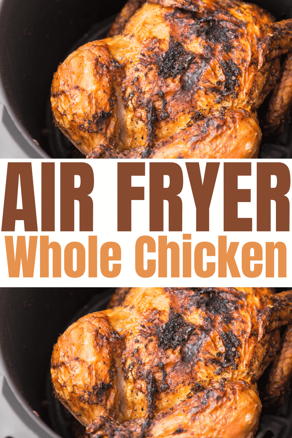 This Air Fryer Whole Chicken recipe makes the most succulent roasted chicken in less than an hour! Skip the rotisserie chicken and make this at home with a few simple spices. #airfryerwholechicken #airfryerchicken via @vegetarianmamma