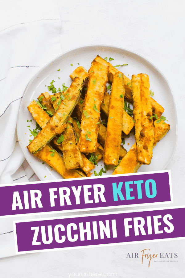 Lightly breaded with a grain free, low carb coating, Air Fryer Keto Zucchini fries are side dish or snack that you'll fall in love with. #keto #zucchini via @vegetarianmamma