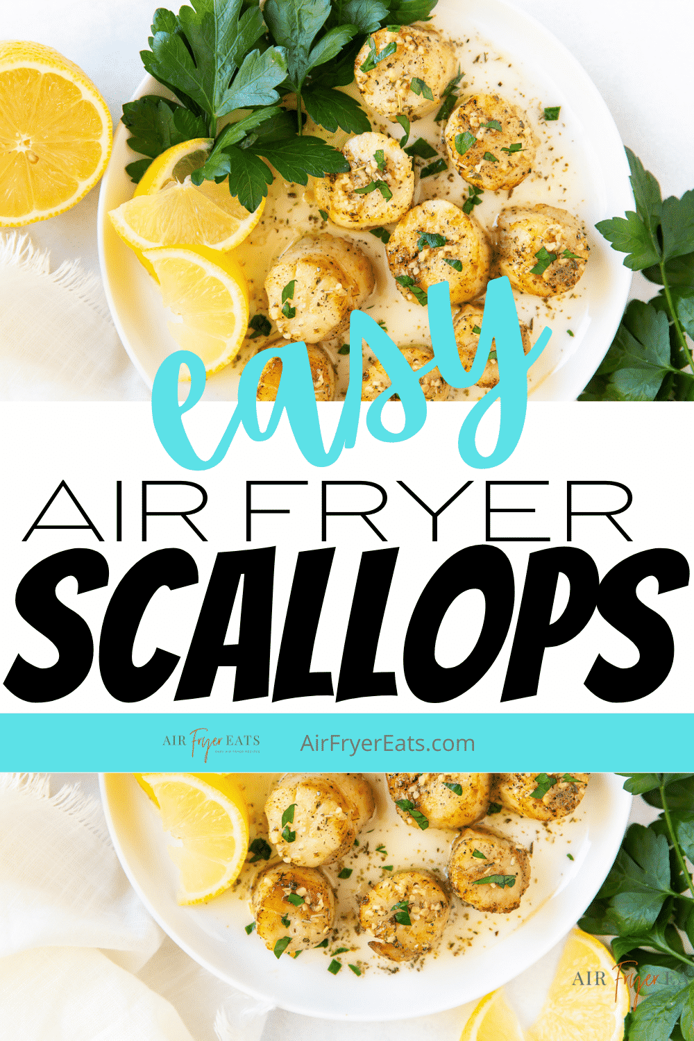 Scallops are not just for eating in a fancy restaurant anymore! Learn to make delicious and perfectly cooked Air Fryer Scallops with a garlic and herb butter sauce that will rival any seafood chef's best dish. #seafood #airfryer #scallops via @vegetarianmamma