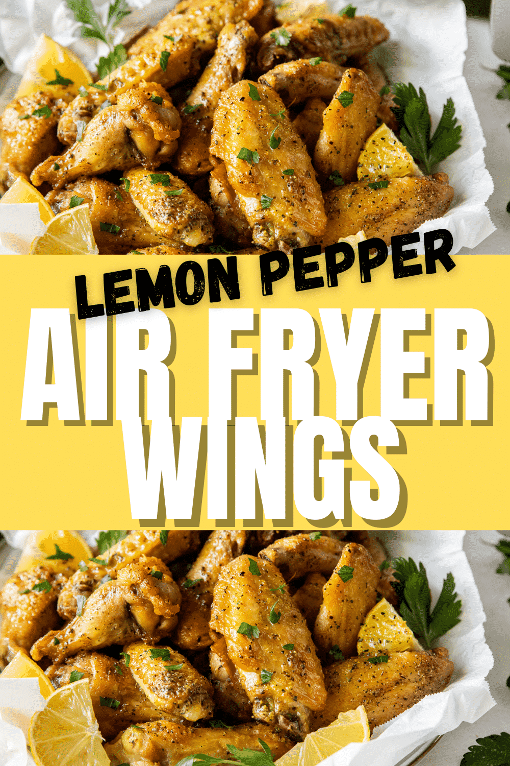 Air Fryer Lemon Pepper Wings are just a little bit spicy and a whole lot of delicious! They are easy to make, only 4 ingredients are needed to create these flavorful, buttery, and crispy air fryer chicken wings. #airfryer #chickenwings via @vegetarianmamma