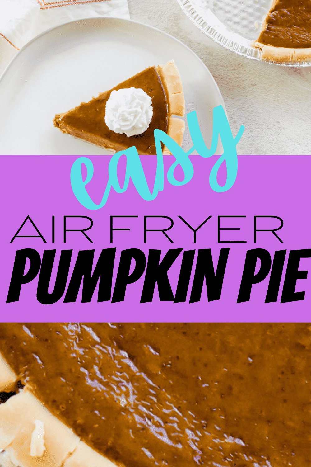 Spicy, sweet, and luscious air fryer pumpkin pie will be the easiest dessert you make this year. Skip the oven and bake a pumpkin pie in the air fryer instead. #pumpkinpie #airfryerpumpkinpie via @vegetarianmamma