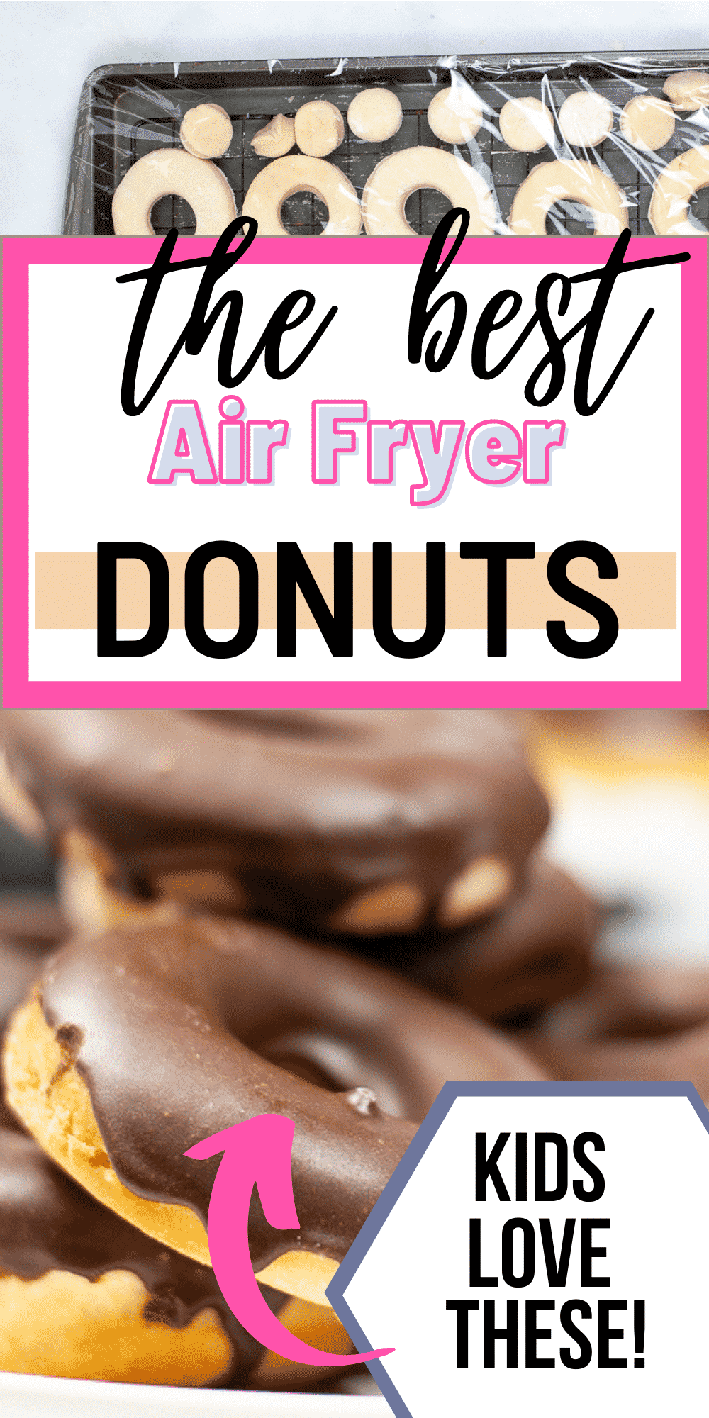 Air Fryer Chocolate Glazed Donuts are a copycat recipe of the famous Krispy Kreme donuts that everyone loves. Learn how to make yeasted donuts from scratch, in your air fryer, then top them with creamy chocolate frosting. #donuts via @vegetarianmamma