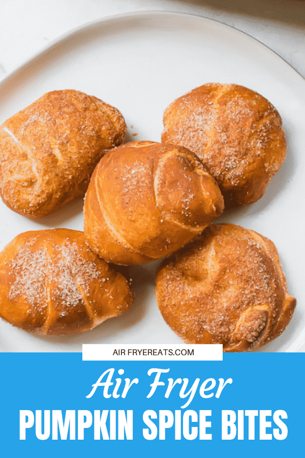 You are going to flip for this simple recipe that starts with a roll of crescent rolls and ends with delicious, cream filled, air fryer pumpkin spice bites. #airfryer #pumpkinspice via @vegetarianmamma