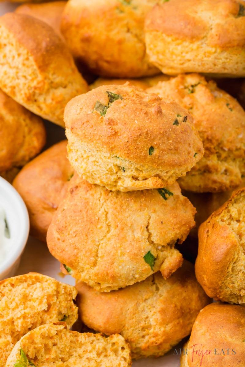 closeup of a plate of hushpuppies.