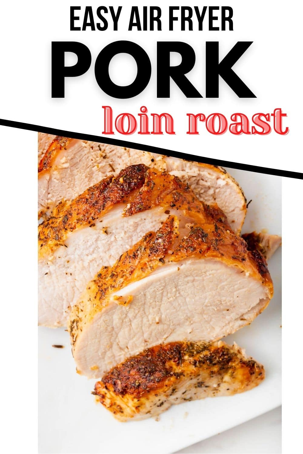 This Air Fryer Pork Loin Roast is deliciously seasoned, cooked to perfection, and fast and easy because we're cooking it in our air fryer. #porkroast #airfryerporkroast via @vegetarianmamma
