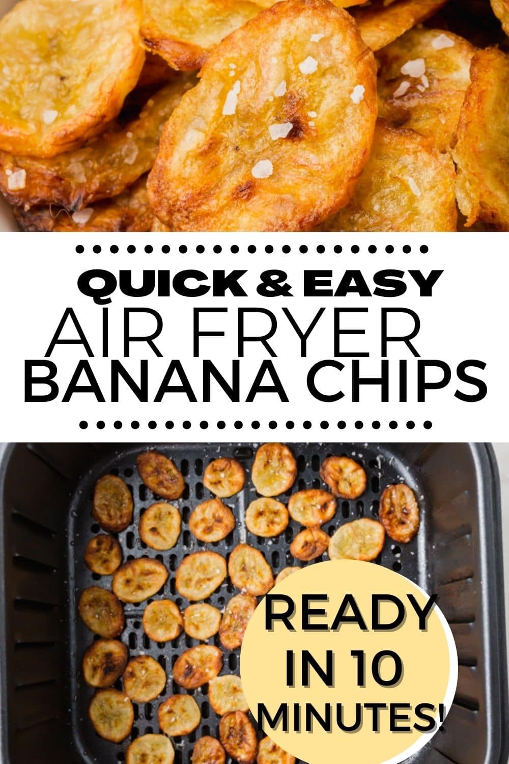 Air Fryer Chips are a healthy, sweet and salty snack that come together quickly and easily in your air fryer with just three ingredients. #airfryer#bananas via @vegetarianmamma