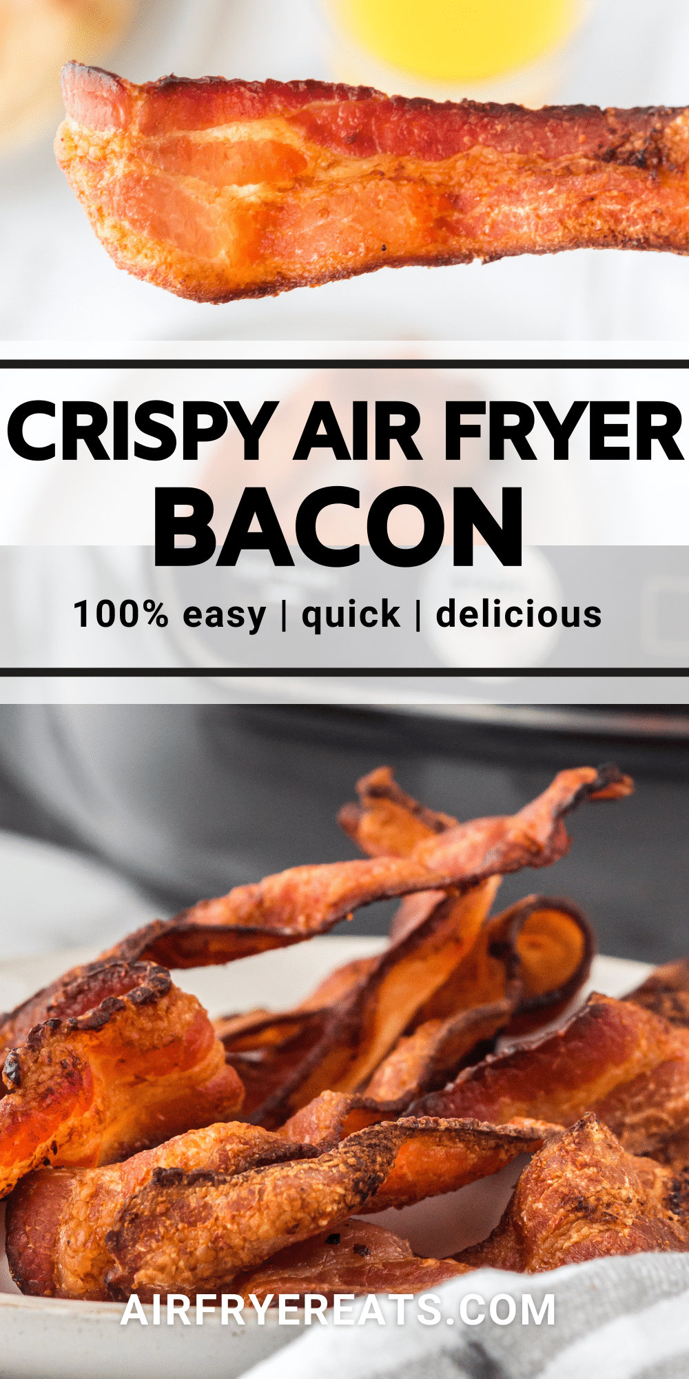 Are you looking for the best and easiest way to cook Ninja Foodi Bacon? You've found it! This air fryer recipe for bacon in the Ninja Foodi is simple, fool-proof, and an amazing timesaver for breakfast or getting bacon ready for other recipes. #ninjafoodi #airfryerbacon via @vegetarianmamma