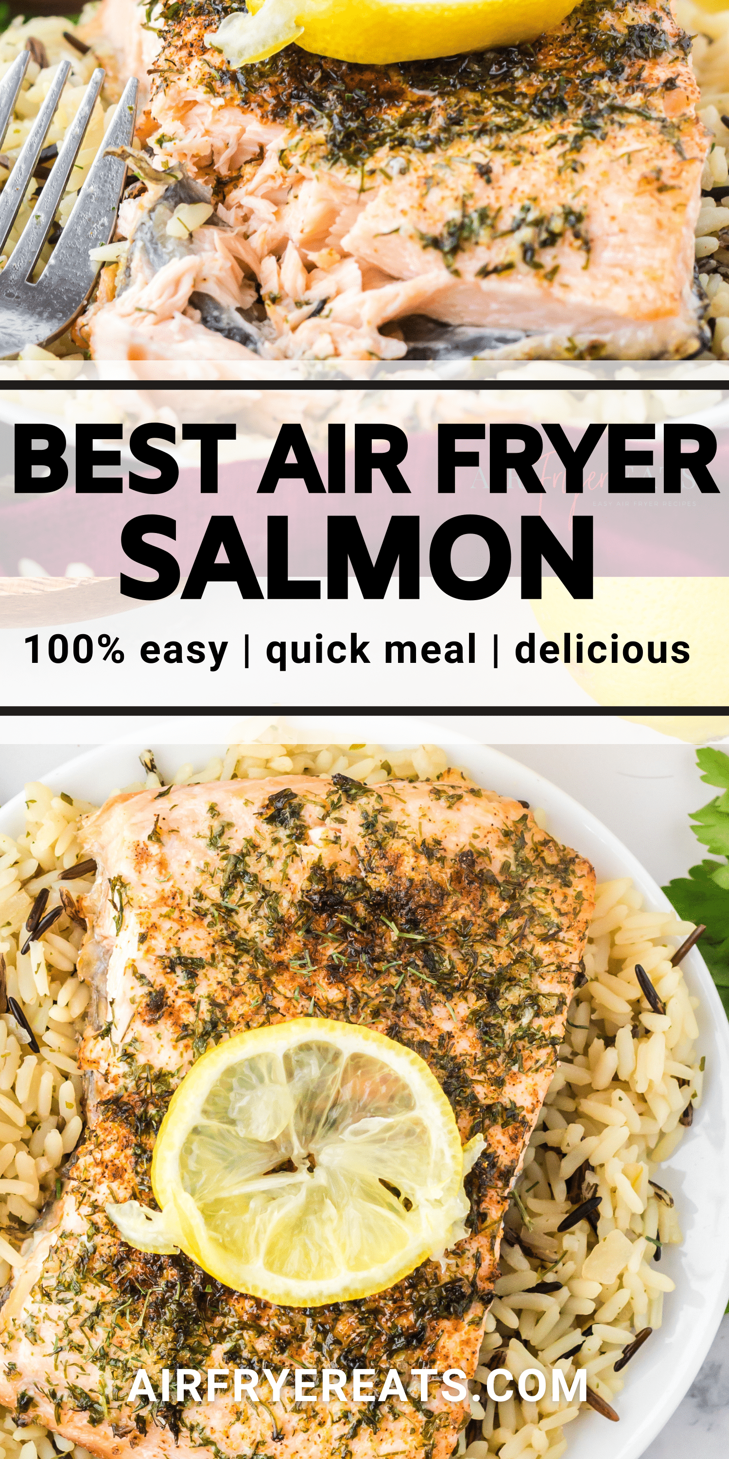 Images of salmon cooked in the air fryer