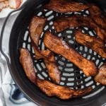 crispy bacon in the ninja foodi air fryer basket
