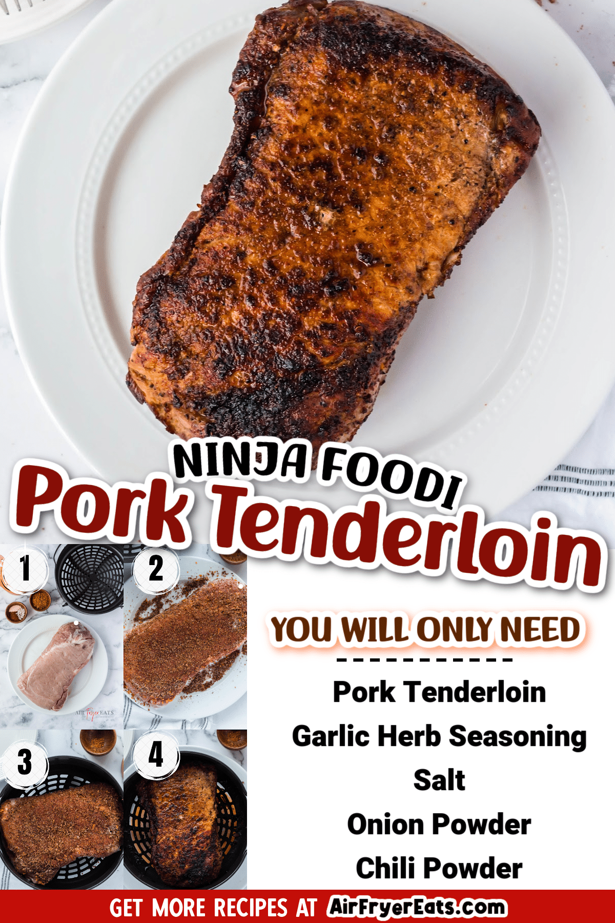 Cooking a lean, tender, moist, and flavorful pork roast in the Ninja Foodi air fryer is so easy! This versatile main dish will be your new favorite Air Fryer meal to make in your Foodi. via @vegetarianmamma