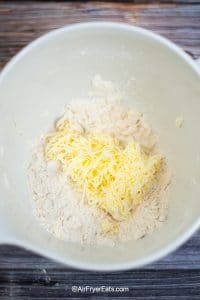 Large bowl containing flour and butter